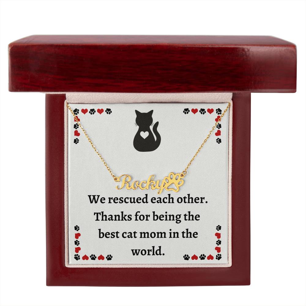 Pet Necklace: Customized Cat Name Pendant, Perfect for Rescue Cat Mom - Unique Gift for Pet Lovers
