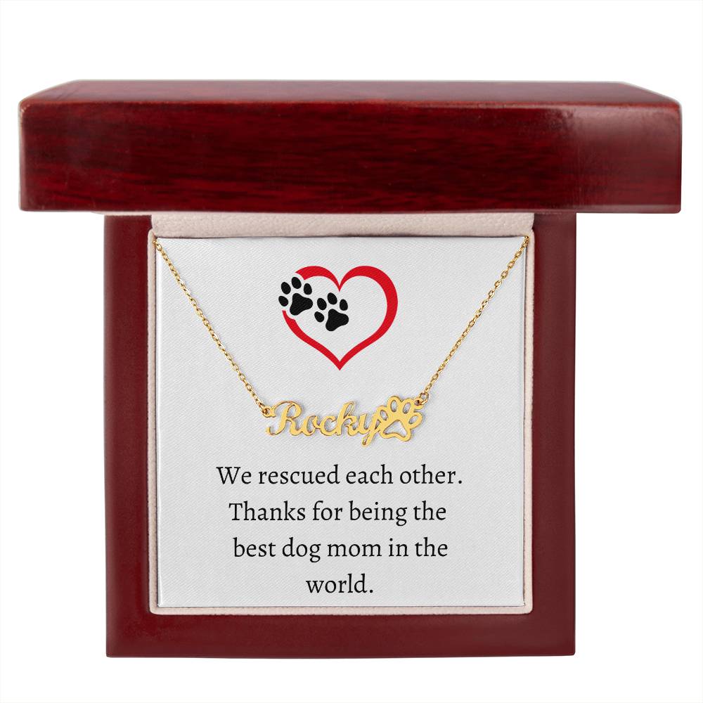 Dog Mom Pet Name Necklace, Personalized Pet Keepsake, Perfect Holiday Gift for Pet Parents, Perfect Gift for Dog Owners