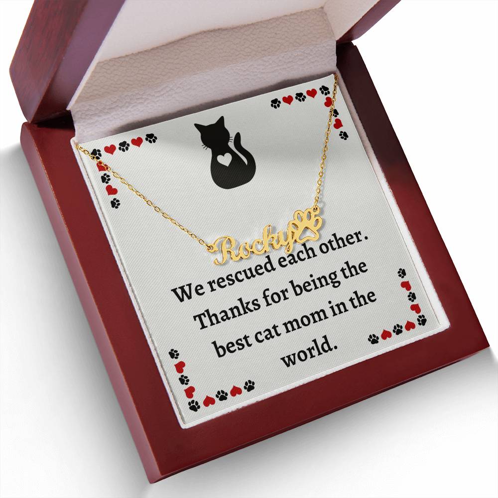 Pet Necklace: Customized Cat Name Pendant, Perfect for Rescue Cat Mom - Unique Gift for Pet Lovers