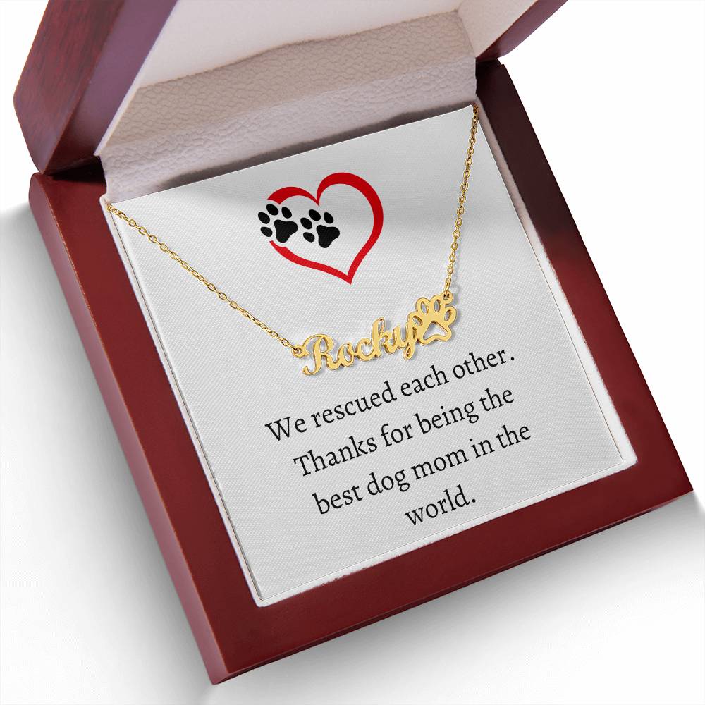 Dog Mom Pet Name Necklace, Personalized Pet Keepsake, Perfect Holiday Gift for Pet Parents, Perfect Gift for Dog Owners