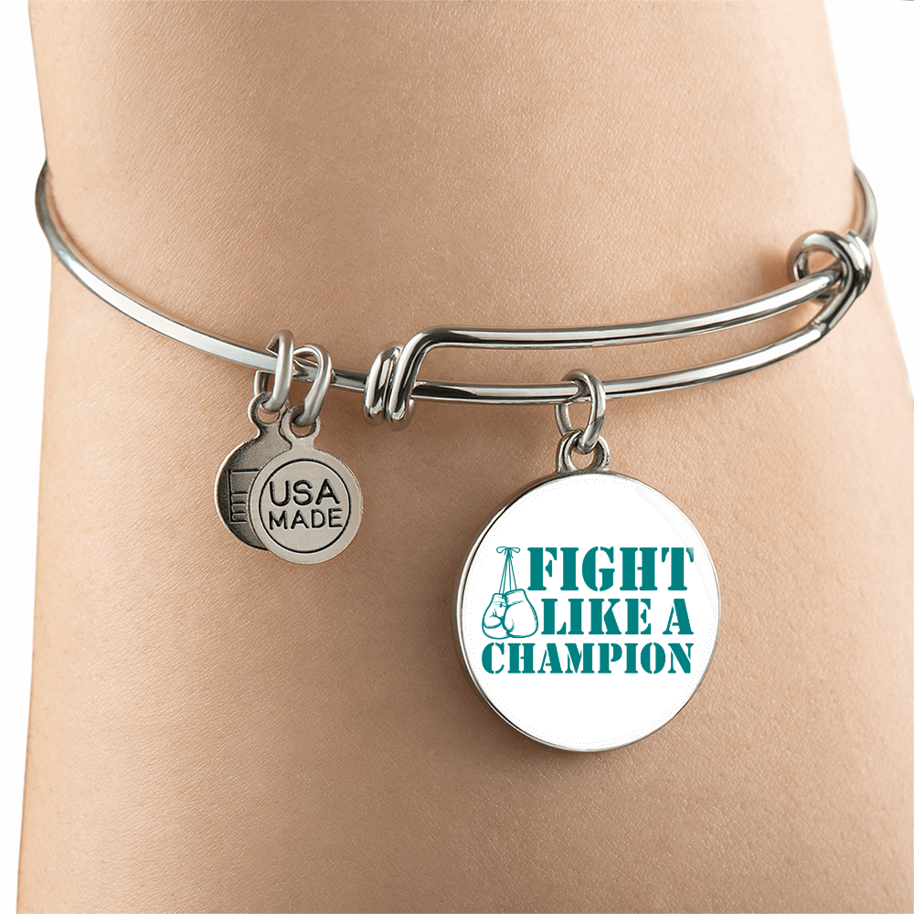 Fight Like a Champion Ovarian Cancer Bracelet, Inspirational Cancer Support Jewelry, Ovarian Cancer Diagnosis Gift, Cancer Fighter Bracelet