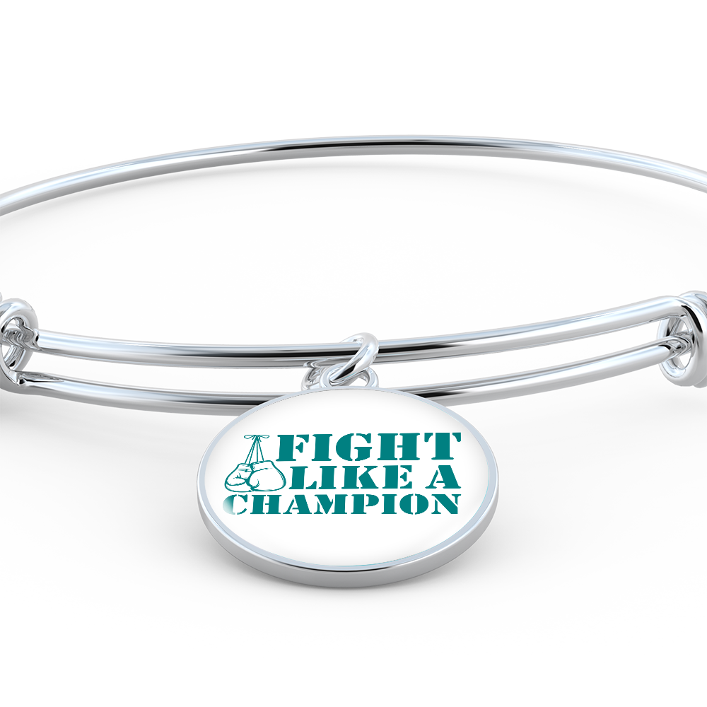Fight Like a Champion Ovarian Cancer Bracelet, Inspirational Cancer Support Jewelry, Ovarian Cancer Diagnosis Gift, Cancer Fighter Bracelet