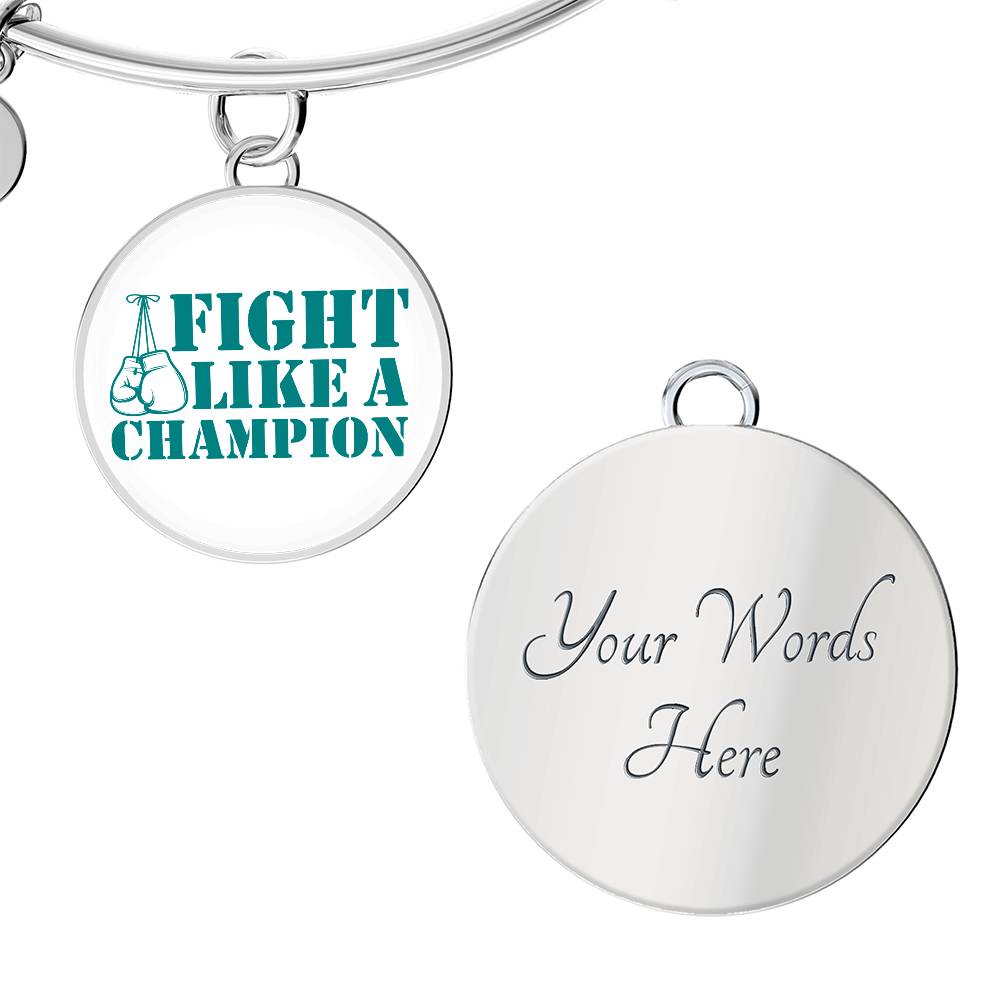 Fight Like a Champion Ovarian Cancer Bracelet, Inspirational Cancer Support Jewelry, Ovarian Cancer Diagnosis Gift, Cancer Fighter Bracelet