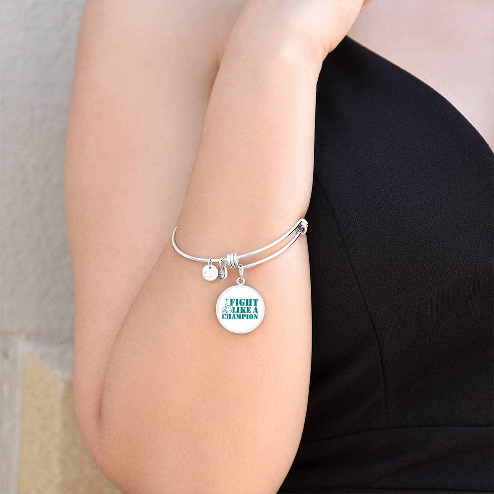 Fight Like a Champion Ovarian Cancer Bracelet, Inspirational Cancer Support Jewelry, Ovarian Cancer Diagnosis Gift, Cancer Fighter Bracelet