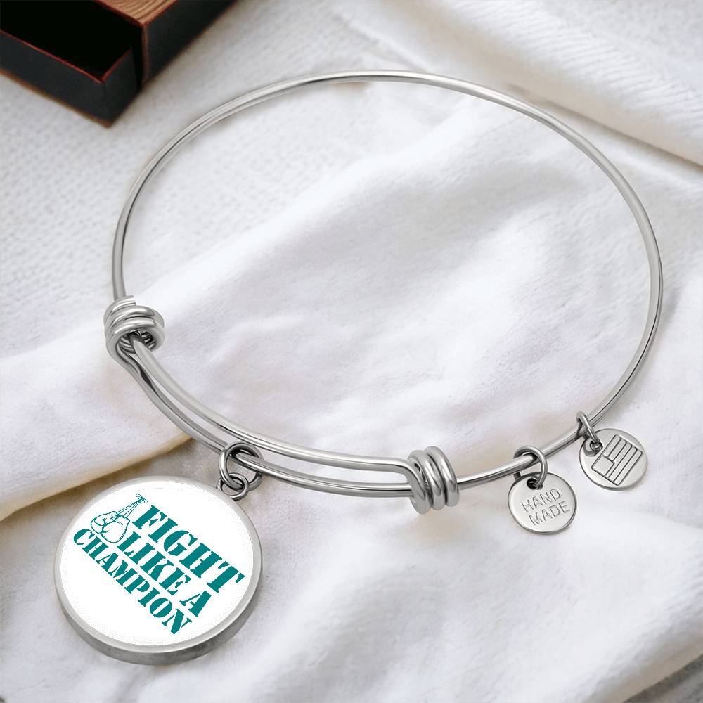 Fight Like a Champion Ovarian Cancer Bracelet, Inspirational Cancer Support Jewelry, Ovarian Cancer Diagnosis Gift, Cancer Fighter Bracelet