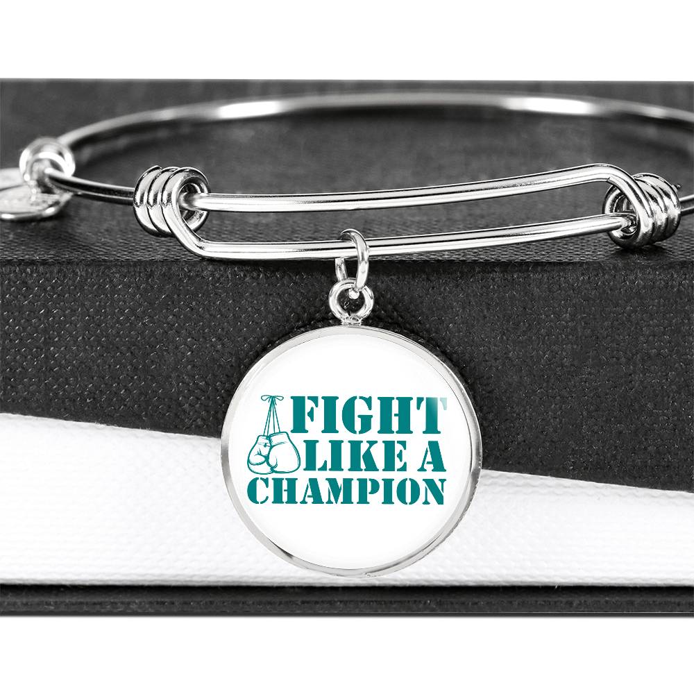 Fight Like a Champion Ovarian Cancer Bracelet, Inspirational Cancer Support Jewelry, Ovarian Cancer Diagnosis Gift, Cancer Fighter Bracelet