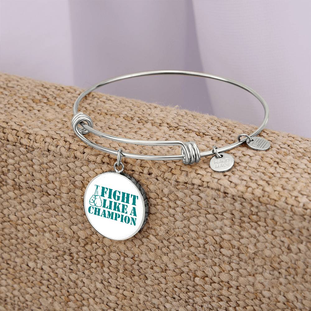 Fight Like a Champion Ovarian Cancer Bracelet, Inspirational Cancer Support Jewelry, Ovarian Cancer Diagnosis Gift, Cancer Fighter Bracelet