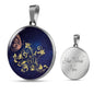 Butterfly Necklace Circle Pendant Necklace with the Option to Engrave - TreasureNoni