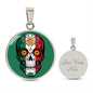 Calavera Mexicana Flag, Mexican Skull Flag Necklace, Dia de los Muertos, Mexican Skull Flag Gift For Women, Collar Bandera Calavera Mexicana