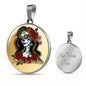 Dia De Los Muertos, Mexican Catrina Skull Pendant Necklace, Sugar Skull With Roses, Sugar Skull Necklace, Calavera Day of The Dead Necklace