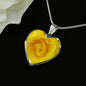 Yellow Rose Heart Pendant Necklace with the Option to Engrave - TreasureNoni