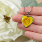 Yellow Rose Heart Pendant Necklace with the Option to Engrave - TreasureNoni