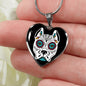 Day Of The Dead Dog Necklace, Day Of The Dead Dog Pitbull, Dia De Los Muertos Perro Pitbull, Sugar Skull Pitbull Necklace, Sugar Skull Dogs