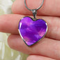 Purple Floral Heart Charm Necklace with the Option to Engrave - TreasureNoni