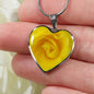 Yellow Rose Heart Pendant Necklace with the Option to Engrave - TreasureNoni