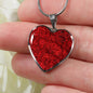 Red Roses Heart Pendant Necklace with the Option to Engrave - TreasureNoni