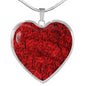 Red Roses Heart Pendant Necklace with the Option to Engrave - TreasureNoni