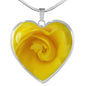 Yellow Rose Heart Pendant Necklace with the Option to Engrave - TreasureNoni