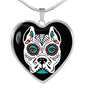 Day Of The Dead Dog Necklace, Day Of The Dead Dog Pitbull, Dia De Los Muertos Perro Pitbull, Sugar Skull Pitbull Necklace, Sugar Skull Dogs