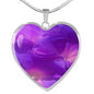 Purple Floral Heart Charm Necklace with the Option to Engrave - TreasureNoni