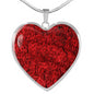 Red Roses Heart Pendant Necklace with the Option to Engrave - TreasureNoni