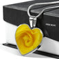 Yellow Rose Heart Pendant Necklace with the Option to Engrave - TreasureNoni