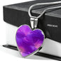 Purple Floral Heart Charm Necklace with the Option to Engrave - TreasureNoni