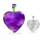 Purple Floral Heart Charm Necklace with the Option to Engrave - TreasureNoni