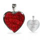 Red Roses Heart Pendant Necklace with the Option to Engrave - TreasureNoni