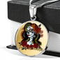 Dia De Los Muertos, Mexican Catrina Skull Pendant Necklace, Sugar Skull With Roses, Sugar Skull Necklace, Calavera Day of The Dead Necklace