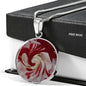 Red and White Rose Abstract Art Circle Charm Necklace - TreasureNoni