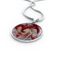 Red and White Rose Abstract Art Circle Charm Necklace - TreasureNoni