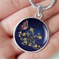 Butterfly Necklace Circle Pendant Necklace with the Option to Engrave - TreasureNoni