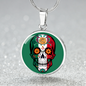 Calavera Mexicana Flag, Mexican Skull Flag Necklace, Dia de los Muertos, Mexican Skull Flag Gift For Women, Collar Bandera Calavera Mexicana
