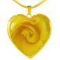 Yellow Rose Heart Pendant Necklace with the Option to Engrave - TreasureNoni