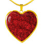 Red Roses Heart Pendant Necklace with the Option to Engrave - TreasureNoni