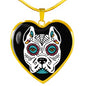 Day Of The Dead Dog Necklace, Day Of The Dead Dog Pitbull, Dia De Los Muertos Perro Pitbull, Sugar Skull Pitbull Necklace, Sugar Skull Dogs