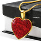 Red Roses Heart Pendant Necklace with the Option to Engrave - TreasureNoni