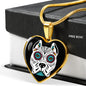 Day Of The Dead Dog Necklace, Day Of The Dead Dog Pitbull, Dia De Los Muertos Perro Pitbull, Sugar Skull Pitbull Necklace, Sugar Skull Dogs