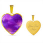 Purple Floral Heart Charm Necklace with the Option to Engrave - TreasureNoni
