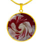 Red and White Rose Abstract Art Circle Charm Necklace - TreasureNoni