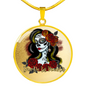 Dia De Los Muertos, Mexican Catrina Skull Pendant Necklace, Sugar Skull With Roses, Sugar Skull Necklace, Calavera Day of The Dead Necklace