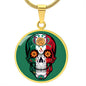 Calavera Mexicana Flag, Mexican Skull Flag Necklace, Dia de los Muertos, Mexican Skull Flag Gift For Women, Collar Bandera Calavera Mexicana
