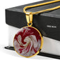 Red and White Rose Abstract Art Circle Charm Necklace - TreasureNoni
