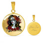 Dia De Los Muertos, Mexican Catrina Skull Pendant Necklace, Sugar Skull With Roses, Sugar Skull Necklace, Calavera Day of The Dead Necklace