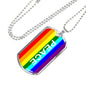 Pride and Peace Flag Necklace LGBTQ Peace Necklace with the Option to Engrave - TreasureNoni