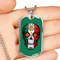 Calavera Mexicana Flag, Mexican Skull Flag Necklace, Dia de los Muertos, Mexican Skull Flag Gift For Men, Mexican Flag