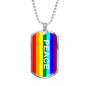 Pride and Peace Flag Necklace LGBTQ Peace Necklace with the Option to Engrave - TreasureNoni