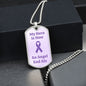End Alz Dog Tag Necklace, Support Alzheimer's Jewelry, Alzheimer's Purple Ribbon Necklace, End Alz Jewelry, Alzheimer's In Memory Of Loved One