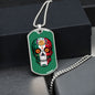 Calavera Mexicana Flag, Mexican Skull Flag Necklace, Dia de los Muertos, Mexican Skull Flag Gift For Men, Mexican Flag